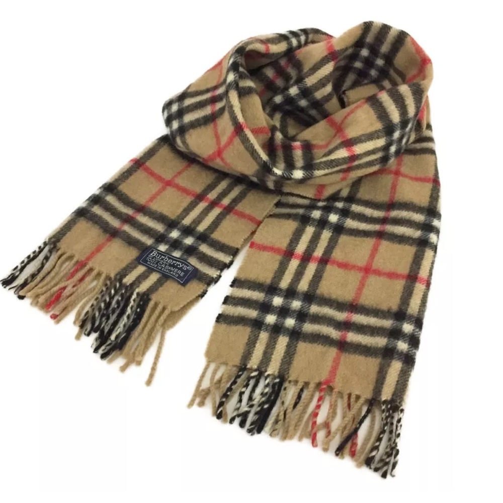 Authentic Burberrys Check 100％ Cashmere Stole Scarf Multicolor